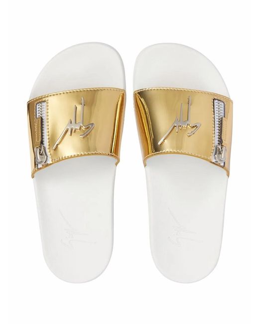 Giuseppe Zanotti Metallic Brett Zip Slides