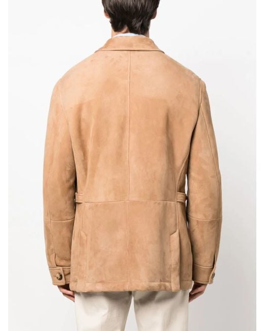メンズ Brunello Cucinelli ボタン スエードジャケット Natural