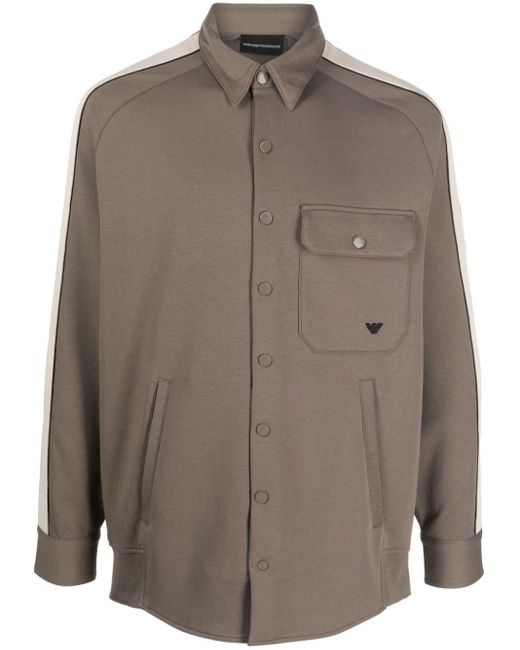 Emporio Armani Overhemd Met Zijstreep in het Bruin voor heren | Lyst NL