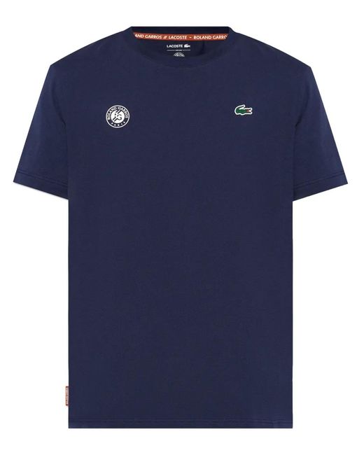 Lacoste Blue X Roland Garros Cotton T-Shirt for men