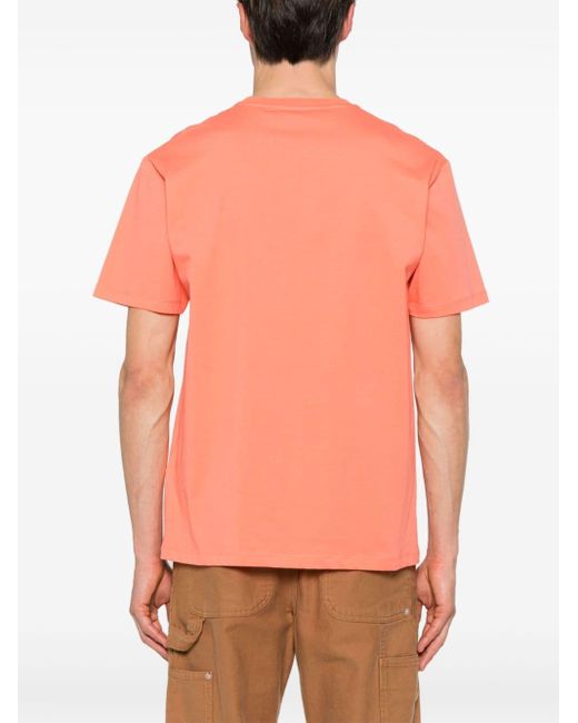 Just Cavalli Pink Flocked-monogram T-shirt for men