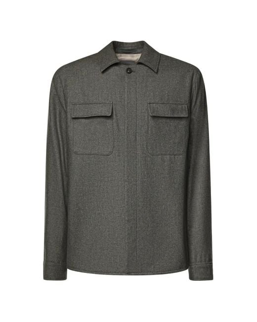 Eleventy Gray Flap-Pocket Shirt Jacket for men