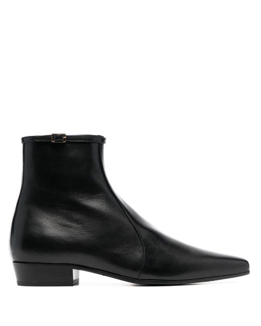 Saint Laurent Black Buckle-fastened Pointed Boots