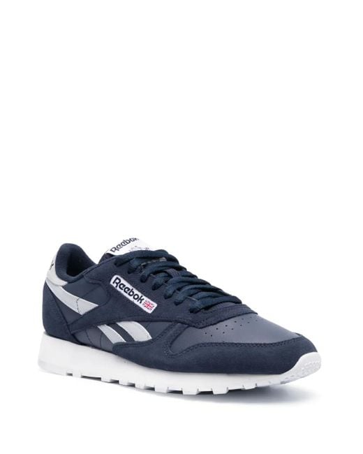 Reebok Blue Logo-Patch Suede Sneakers for men