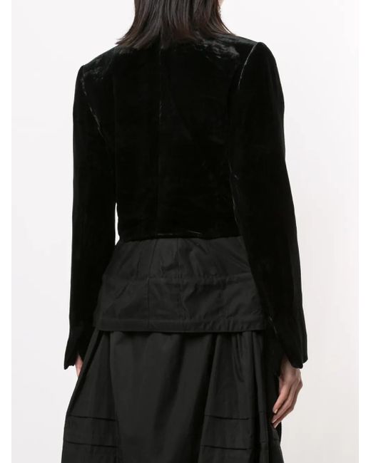 Aganovich Black Velvet Panel Wrap-Around Blazer