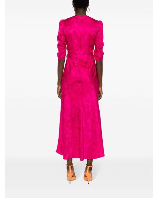 Saloni Pink Floral-print Silk Maxi Dress
