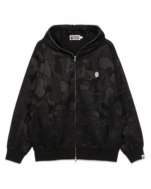 A Bathing Ape Black Camouflage-Jacquard Zipped Hoodie for men