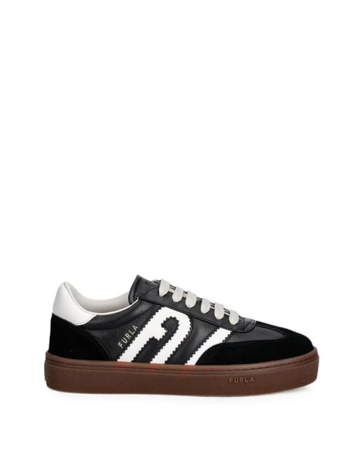 Furla Black Logo-Patch Panelled Sneakers