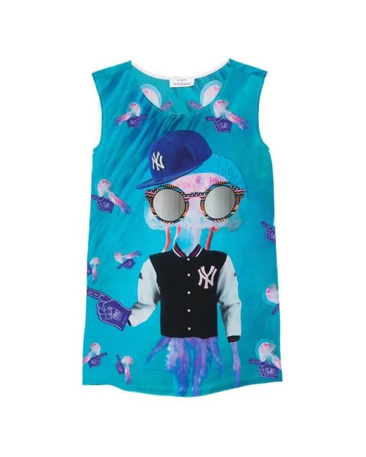 The Artistylist Blue Graphic-Print Sleeveless Top
