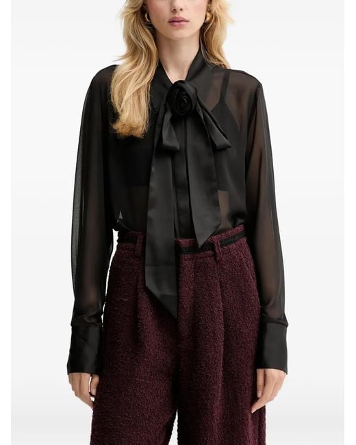 Gestuz Black Gzlynne Bow Sheer Blouse