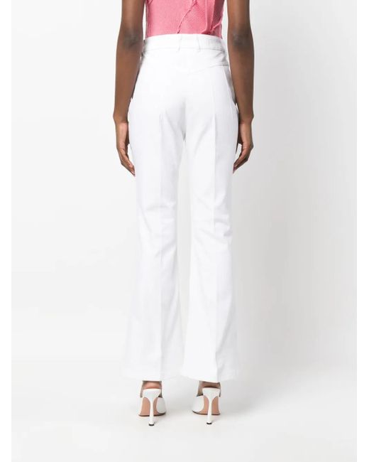 Patou White Logo-Embroidered Flared Jeans