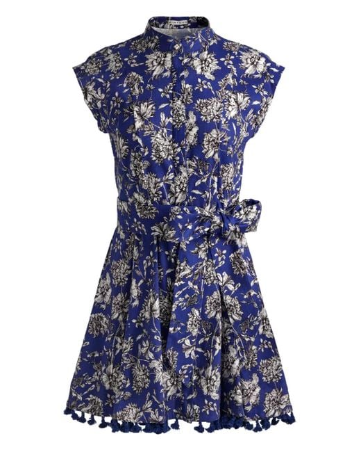 Alice + Olivia Blue Lucy Mini-Hemdkleid Mit Blumen-Print
