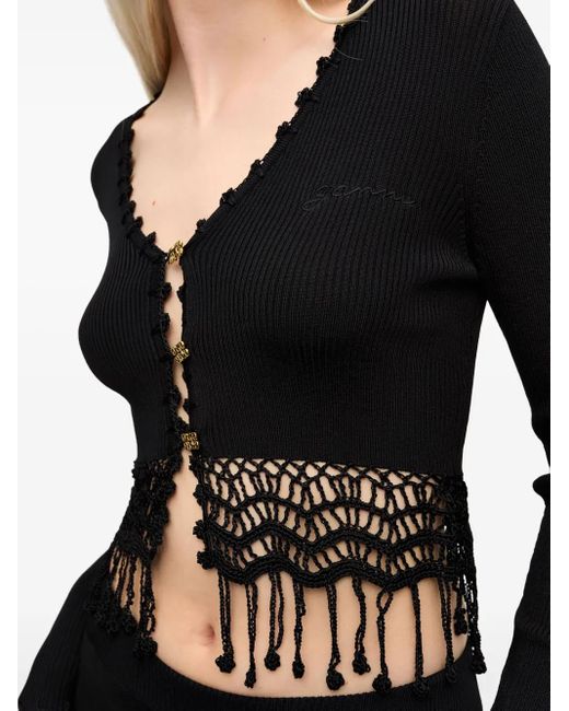 Ganni Black Crochet Cardigan