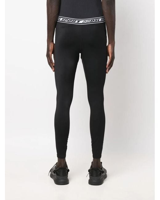 DIESEL Black Logo-Waistband Detail Leggings for men