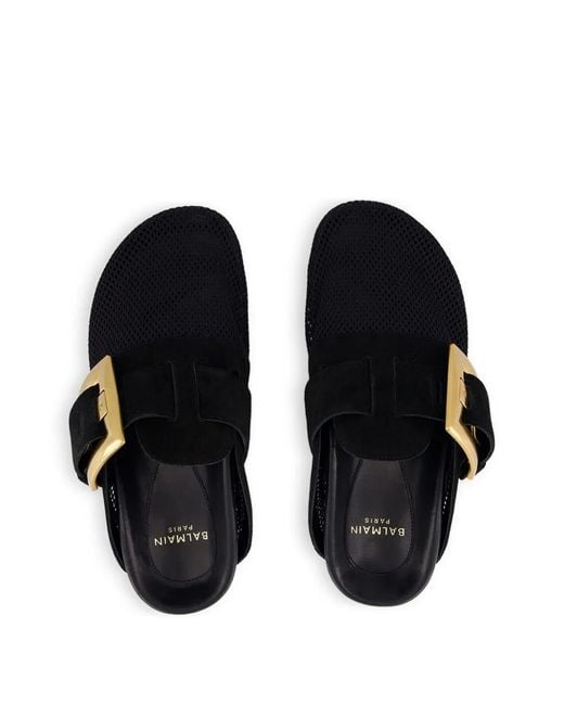 Balmain Black Anthem Flat Mules