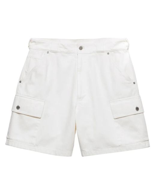 Prada White Triangle-Logo Shorts for men