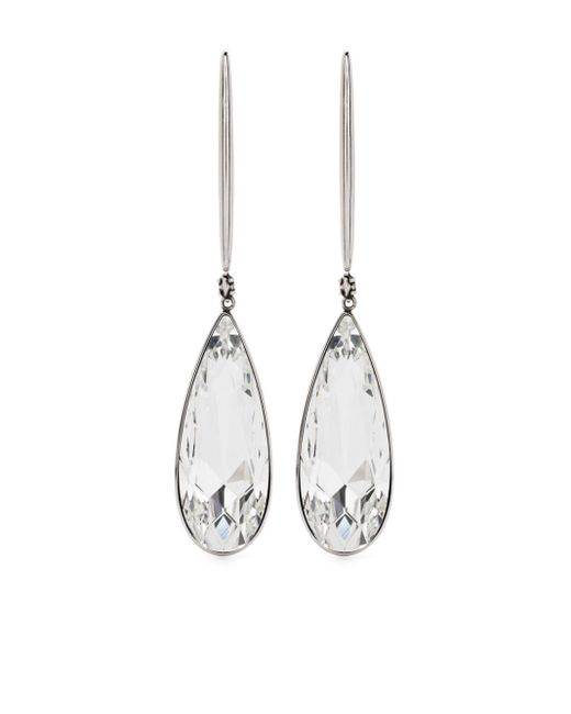 Alexander McQueen White -tone Stick Crystal Drop Earrings
