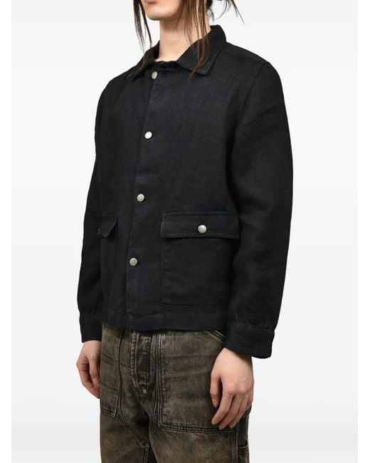 No Maintenance Black Engineer Linen Jacket for men