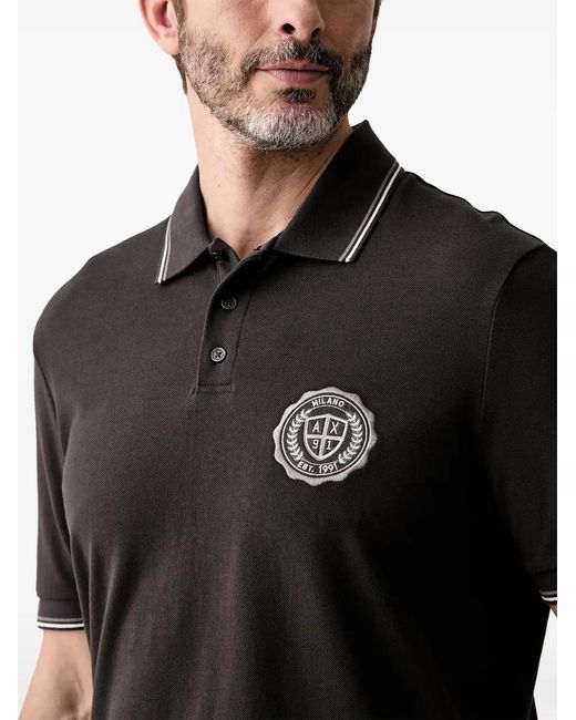 ARMANI EXCHANGE Black Logo-Detail Polo Shirt for men