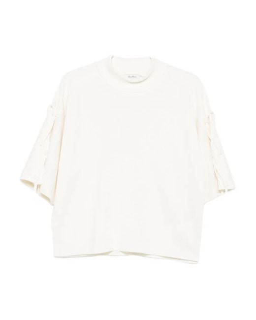 Max Mara White Oberteil mit tiefen Schultern