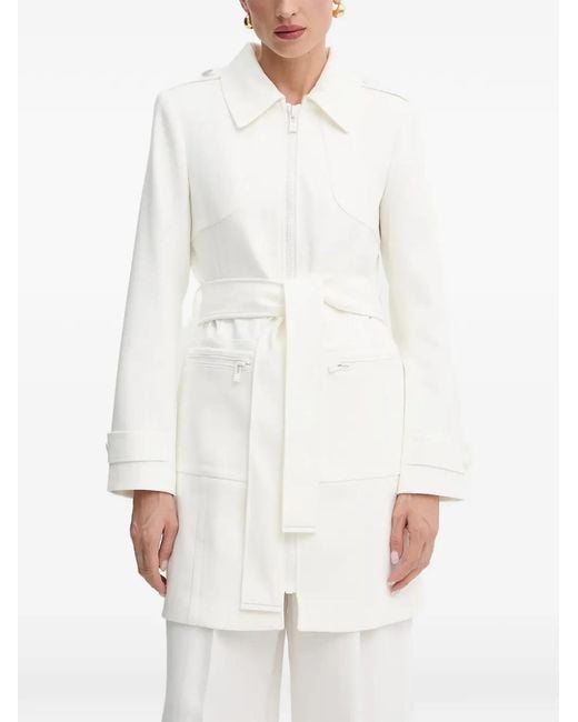 Morgan White Zip Belt Coat