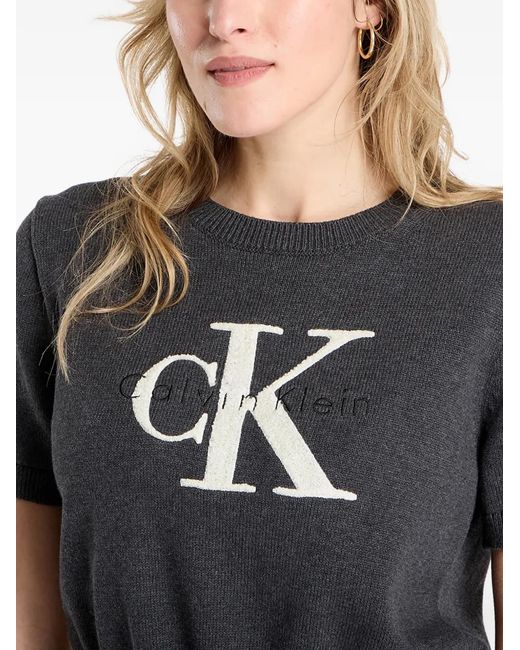 Calvin Klein Black Graphic Short-Sleeve Sweater