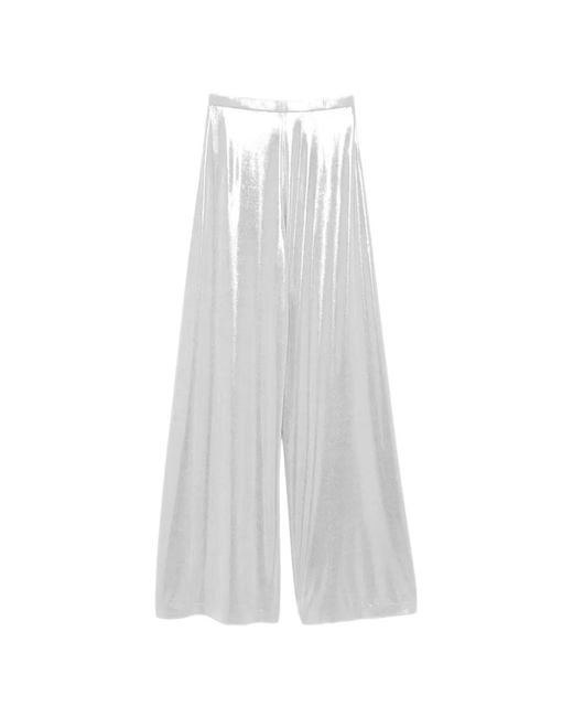 Norma Kamali White Bias Wide Leg Trousers