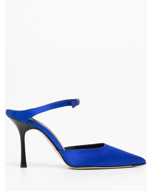Victoria Beckham Blue Jordy Satin Mules