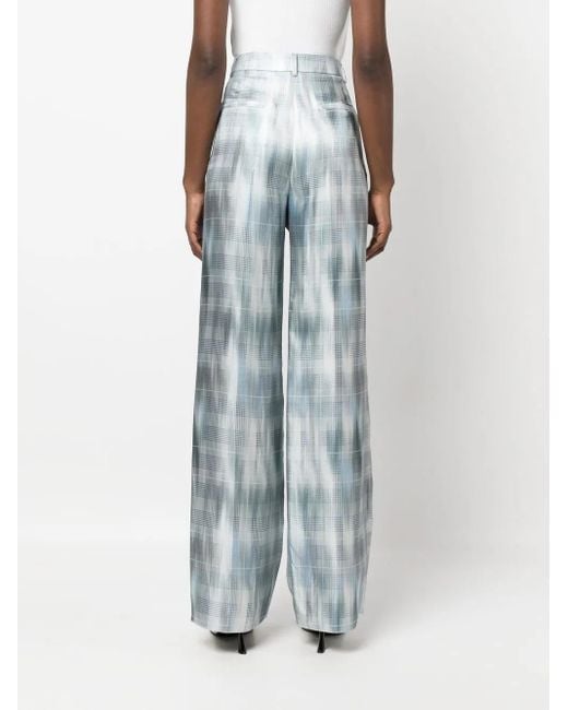 Giorgio Armani Blue Prince Of Wales Silk Trousers