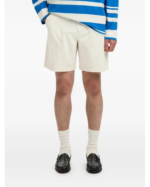SELECTED White Patch-Pocket Shorts for men
