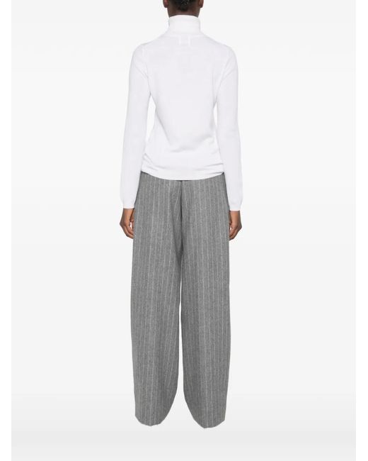 Allude White Roll-Neck Long-Sleeve Sweater
