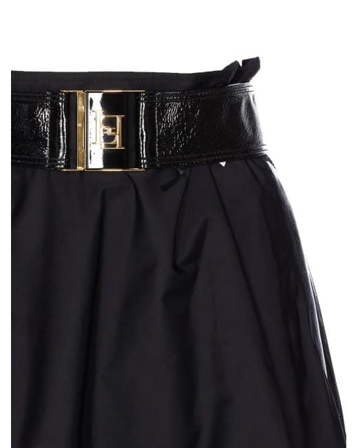 Elisabetta Franchi Midi-Rok Met Ceintuur in het Black