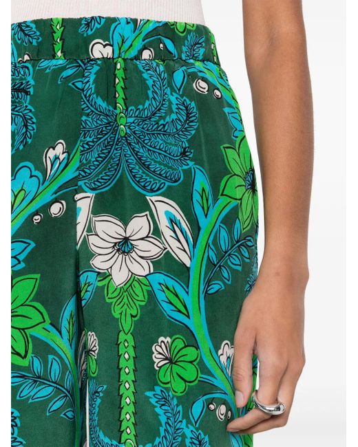P.A.R.O.S.H. Green Stelo Floral-Print Trousers