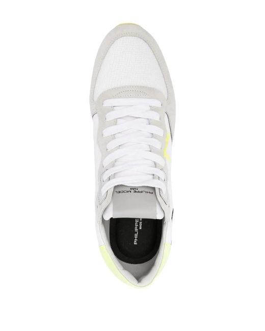 Philippe Model White Logo-Print Panelled Sneakers for men