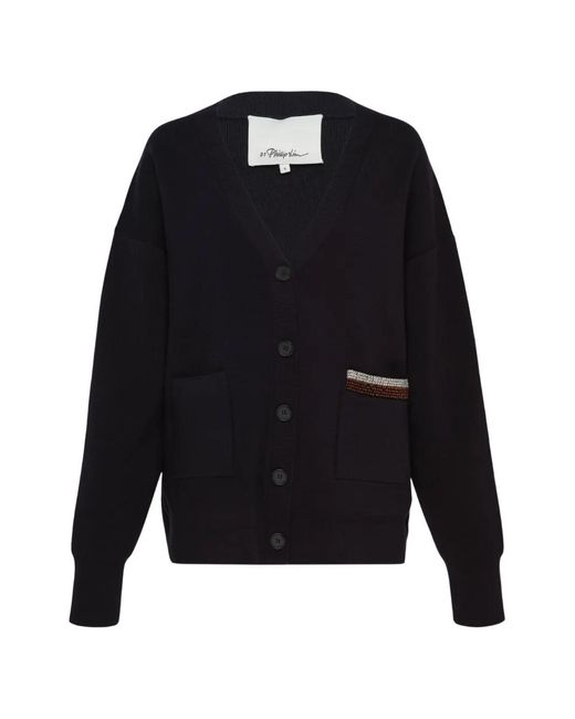 3.1 Phillip Lim Blue Embellished V-Neck Cardigan