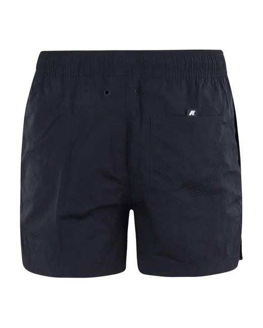 K-Way Blue Logo-Patch Swim Shorts for men