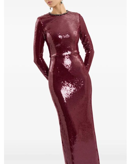 Robe Ornée De Sequins Nero À Coupe Longue Rebecca Vallance en coloris Red