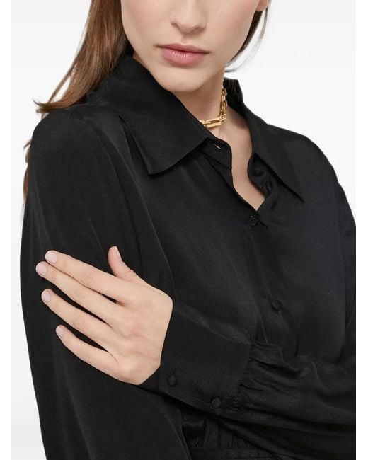 Miss Sixty Black Shirred Ruffled Mini Dress