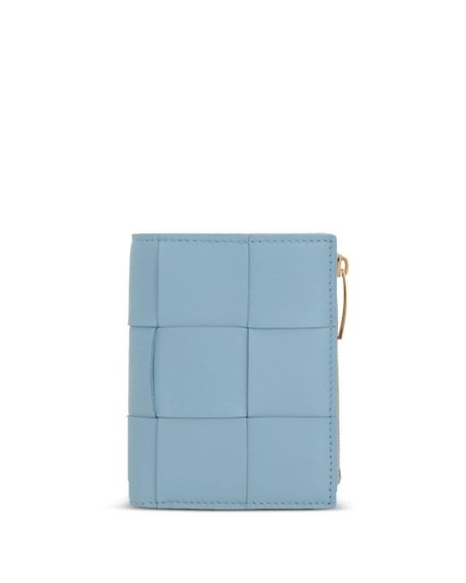 Bottega Veneta Blue Intrecciato Bi-fold Leather Wallet