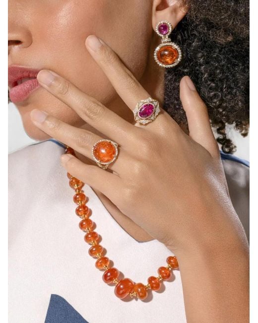 Goshwara Natural Mandarin Garnet And Diamond Ring