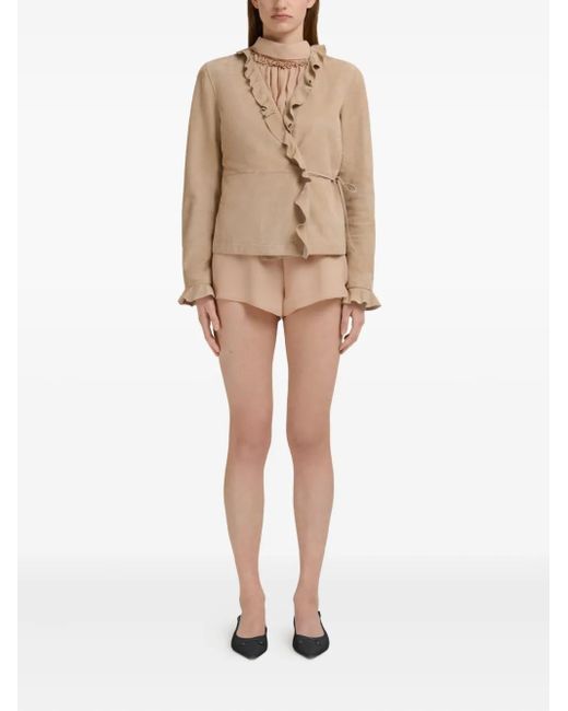 Marni Natural Ruffled Wrap Jacket