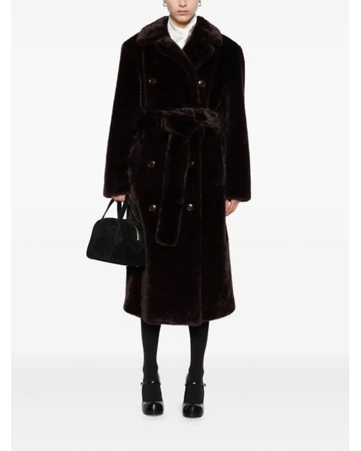 Stand Studio Black Button Belted-Waist Coat