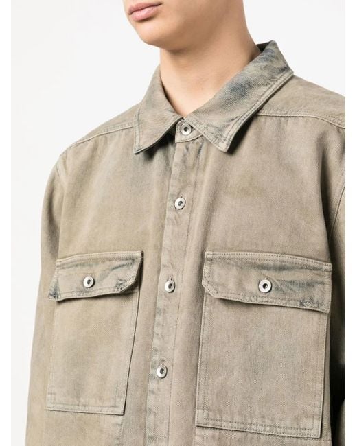 Stonewashed denim shirt Rick Owens de hombre de color Gray