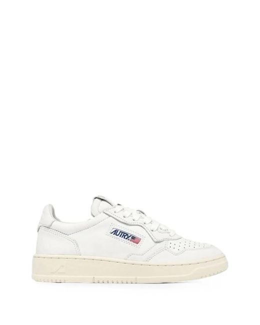 Autry White Medalist Leather Sneakers for men