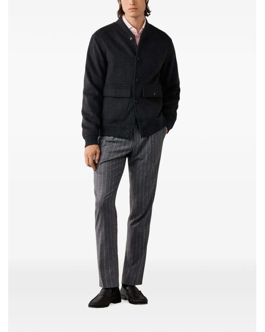 Hackett Black Button-Up Bomber Jacket for men