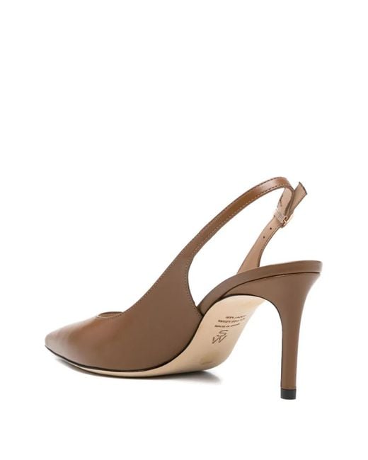 Stuart Weitzman Brown Stuart Power Slingback Leather Pumps