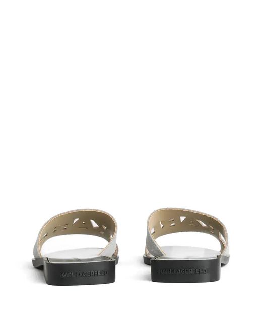 Karl Lagerfeld White Glitter-Effect Slides
