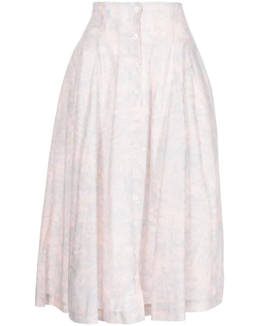 Philosophy Di Lorenzo Serafini White Toile De Jouy-Print Midi Skirt