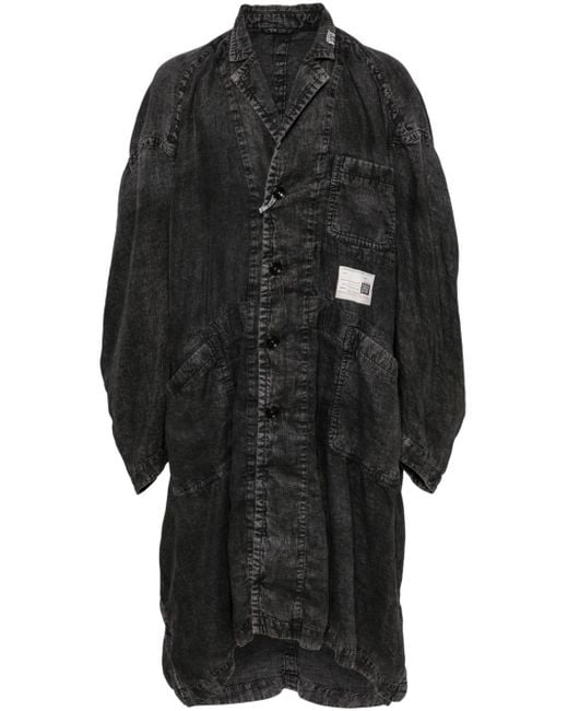 Maison Mihara Yasuhiro Black Single-breasted Linen Coat for men