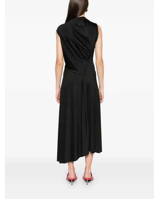 Victoria Beckham Black Asymmetric Drape Midi Dress